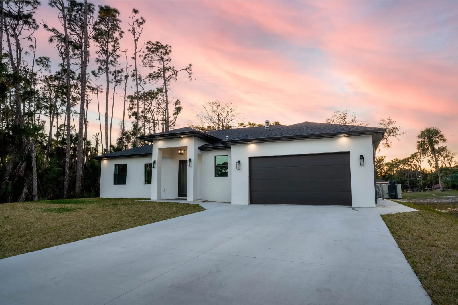 Completed custom home exterior by EBM Development